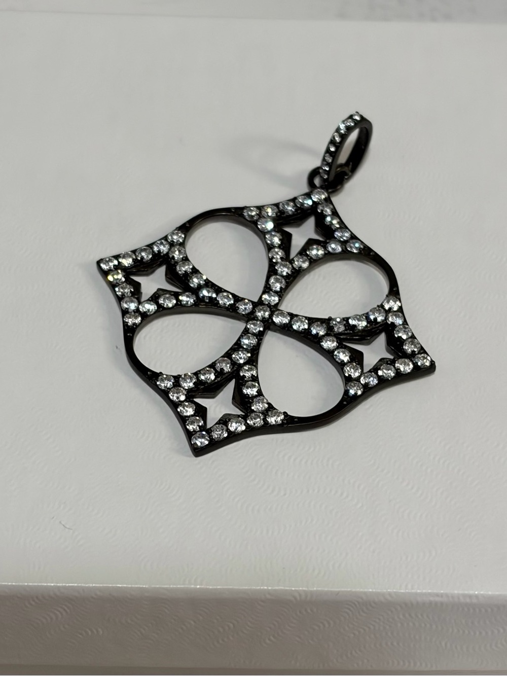925 Sterling Silver Black Rhodium Finish Pave Cubic Zirconia Pendant